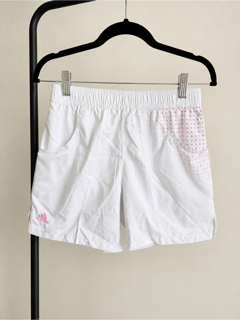 Adidas Performance White & Pink Polka Dot Athletic Shorts NWT size M